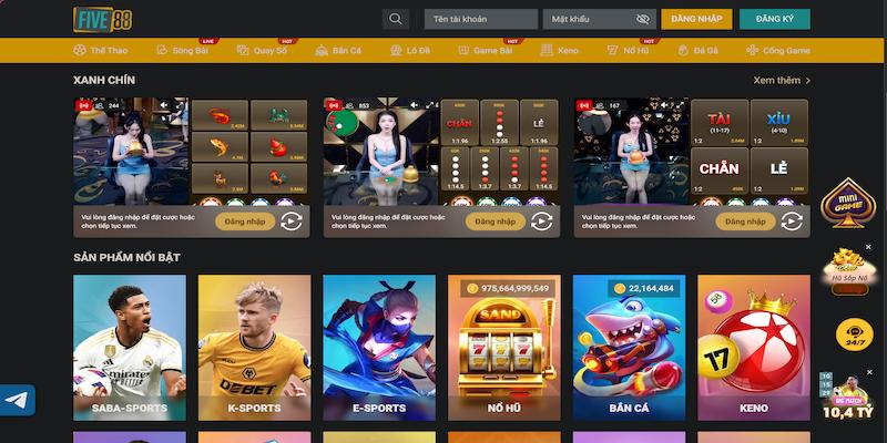 Các dịch vụ giải trí nổi bật chỉ có tại FIVE88