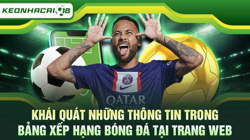 Khái quát những thông tin trong bảng xếp hạng bóng đá tại trang web